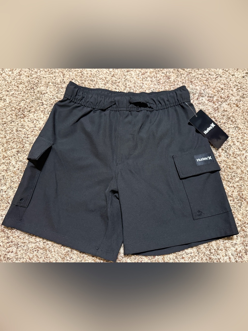 Hurley Black Hybrid Cargo Swim Shorts Boys 8 NWT